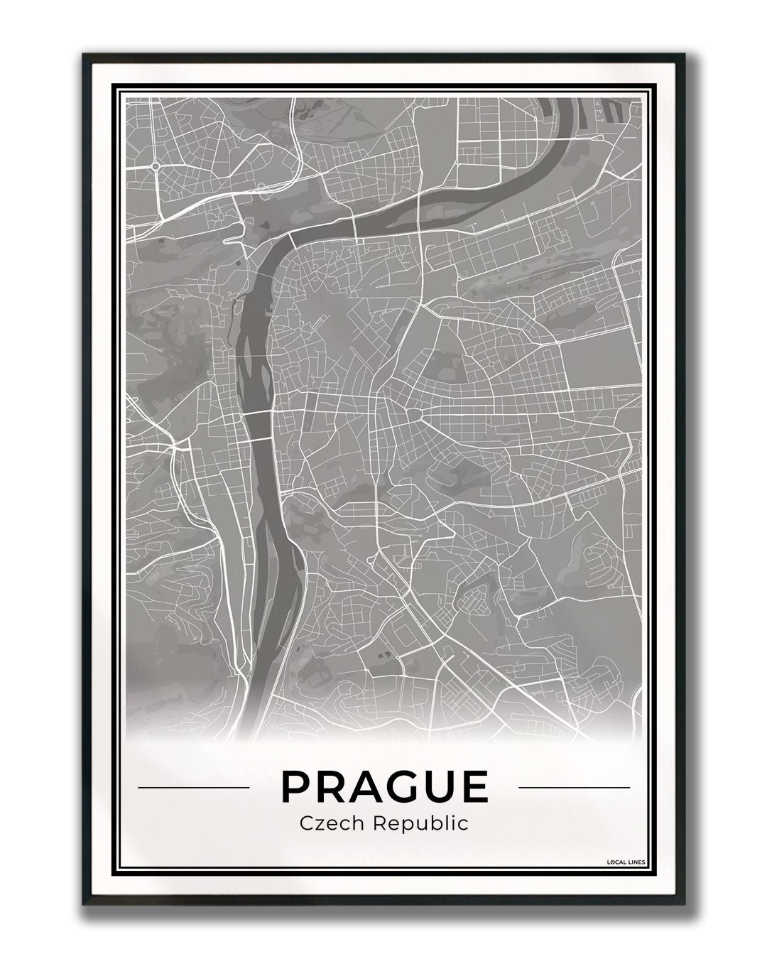 Praag Stadskaart – Poster - Dark ingelijst