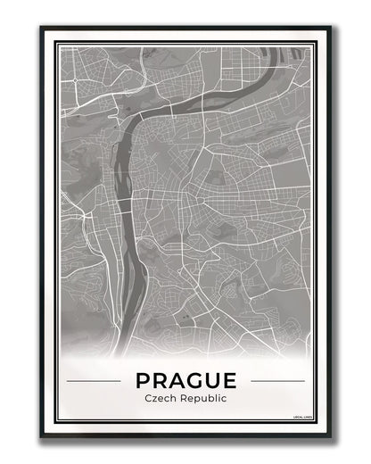 Praag Stadskaart – Poster - Dark ingelijst