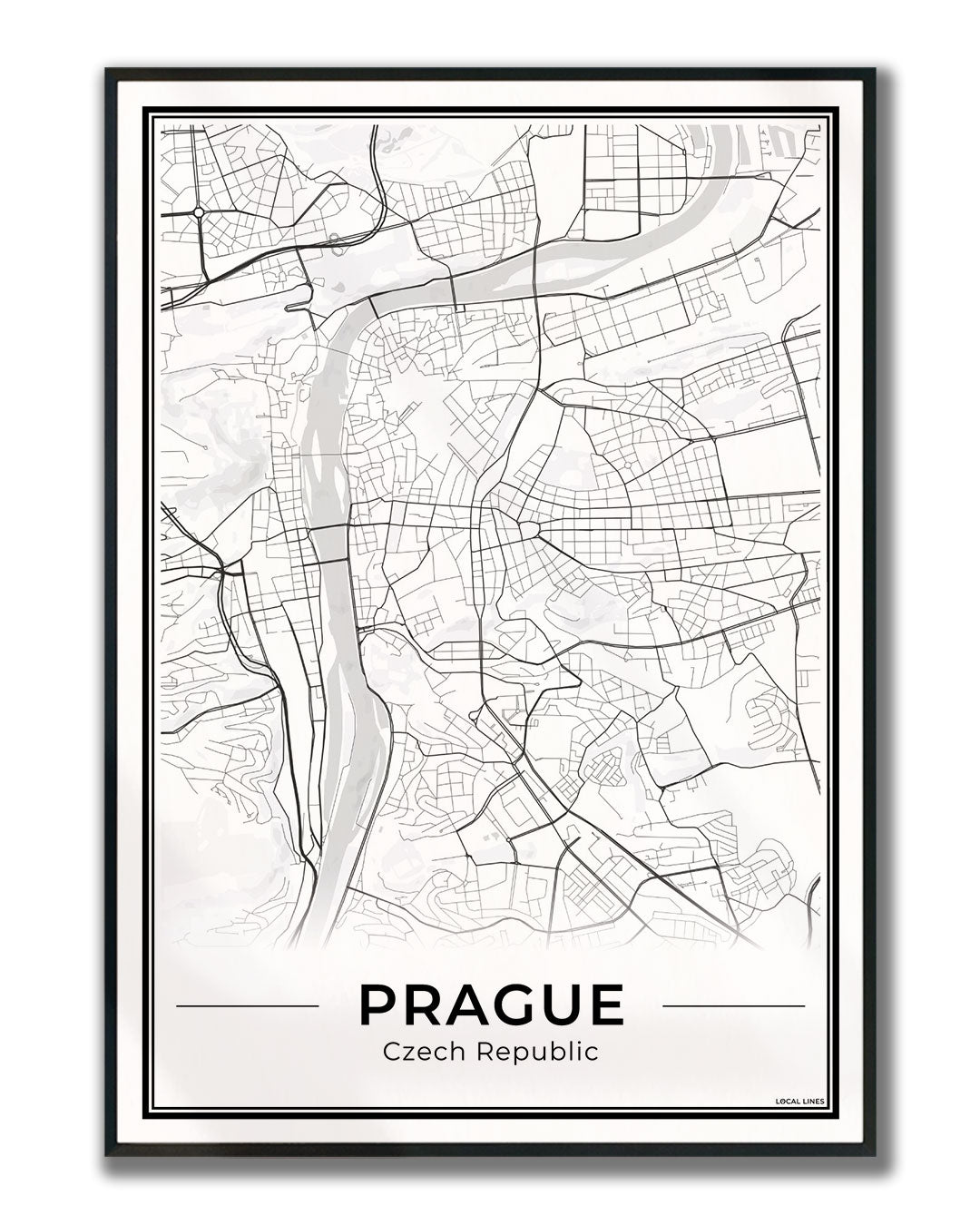 Praag Stadskaart – Poster - Light ingelijst