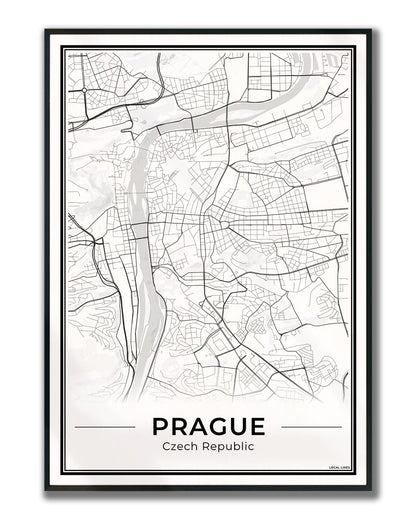 Praag Stadskaart – Poster - Light ingelijst