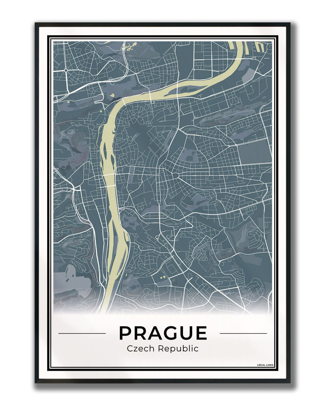 Praag Stadskaart – Poster - Midnight ingelijst