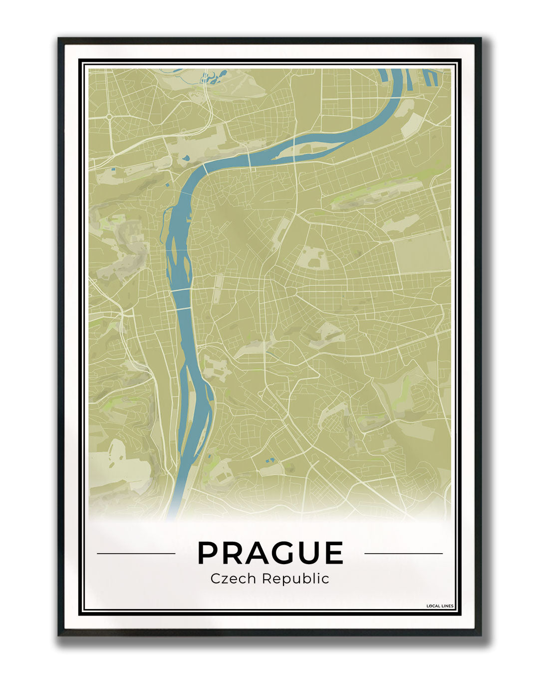 Praag Stadskaart – Poster - Moss ingelijst