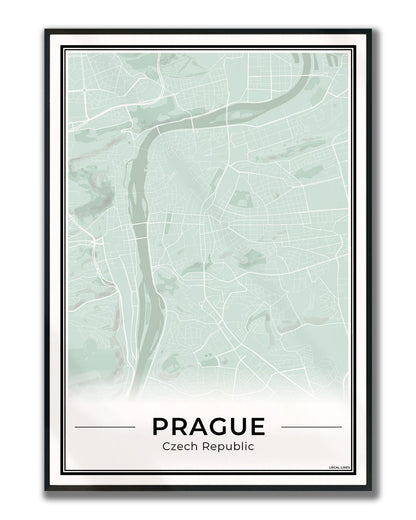 Praag Stadskaart – Poster - Sage ingelijst