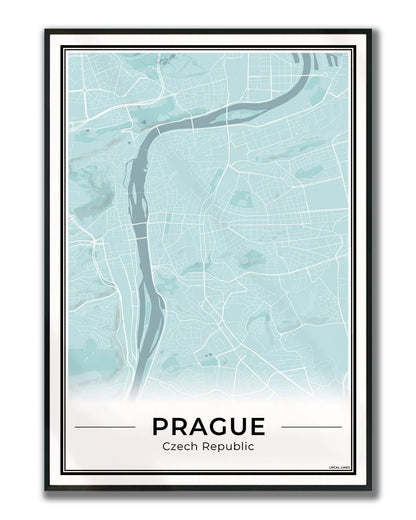 Praag Stadskaart – Poster - Sky ingelijst