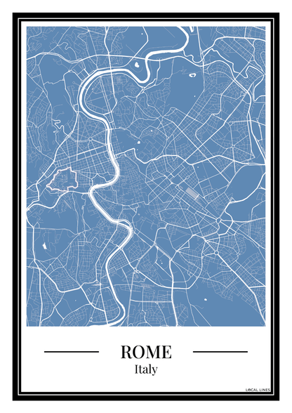 Rome stadskaart poster – Blauw