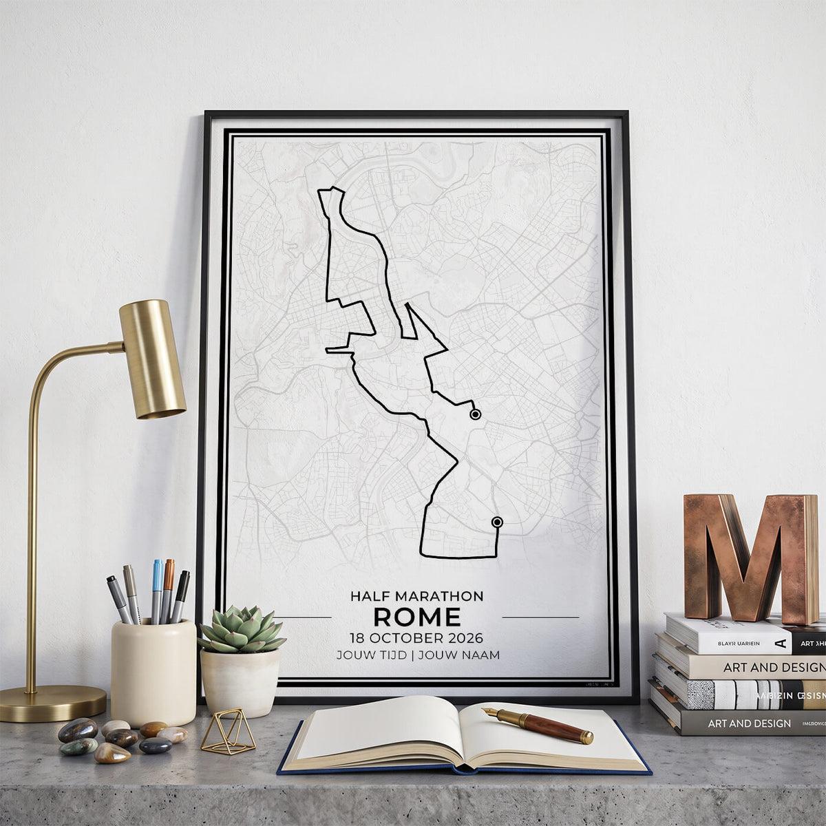Halve marathon Rome poster in lijst - hardloopcadeau