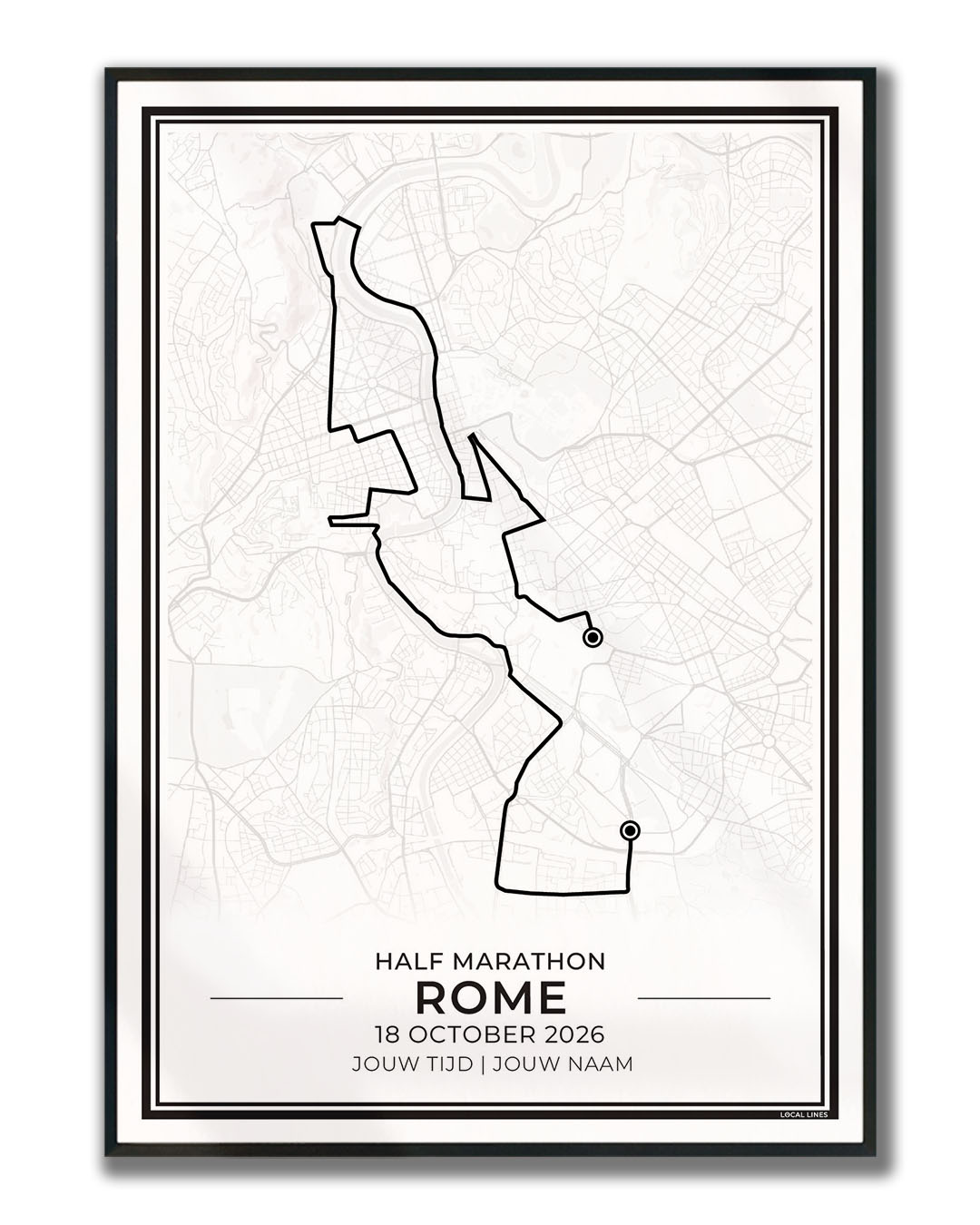 Halve marathon Rome poster in lijst - cadeau voor hardloper
