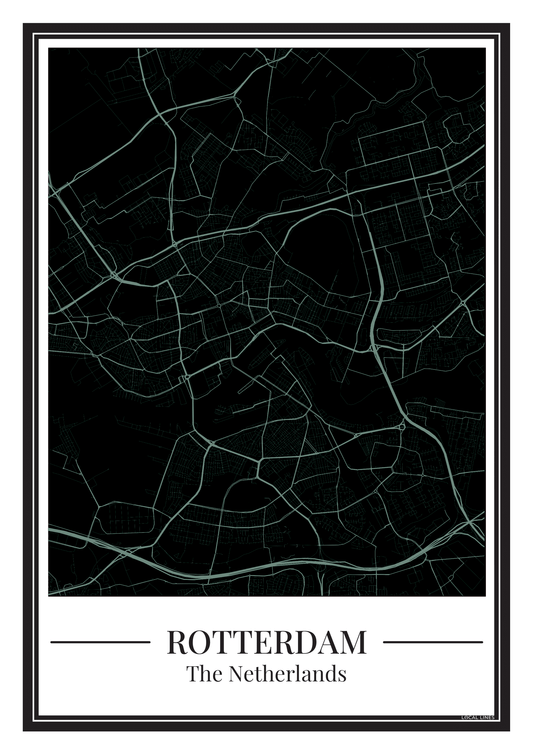 Rotterdam stadskaart poster – Zachtblauw