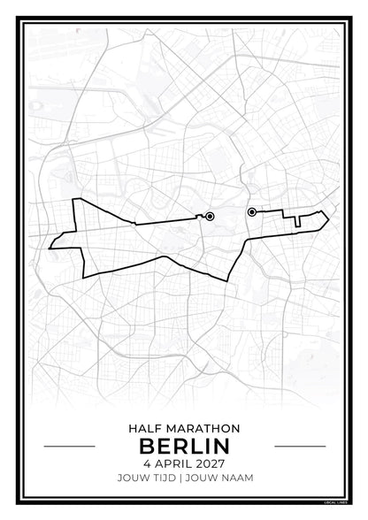 Halve marathon Berlijn routekaart print