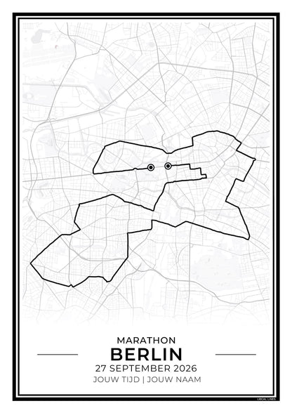 Marathon Berlijn routekaart print - cadeau voor loper