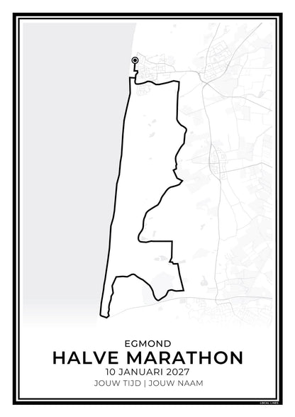 Halve marathon Egmond routekaart print - cadeau voor loper