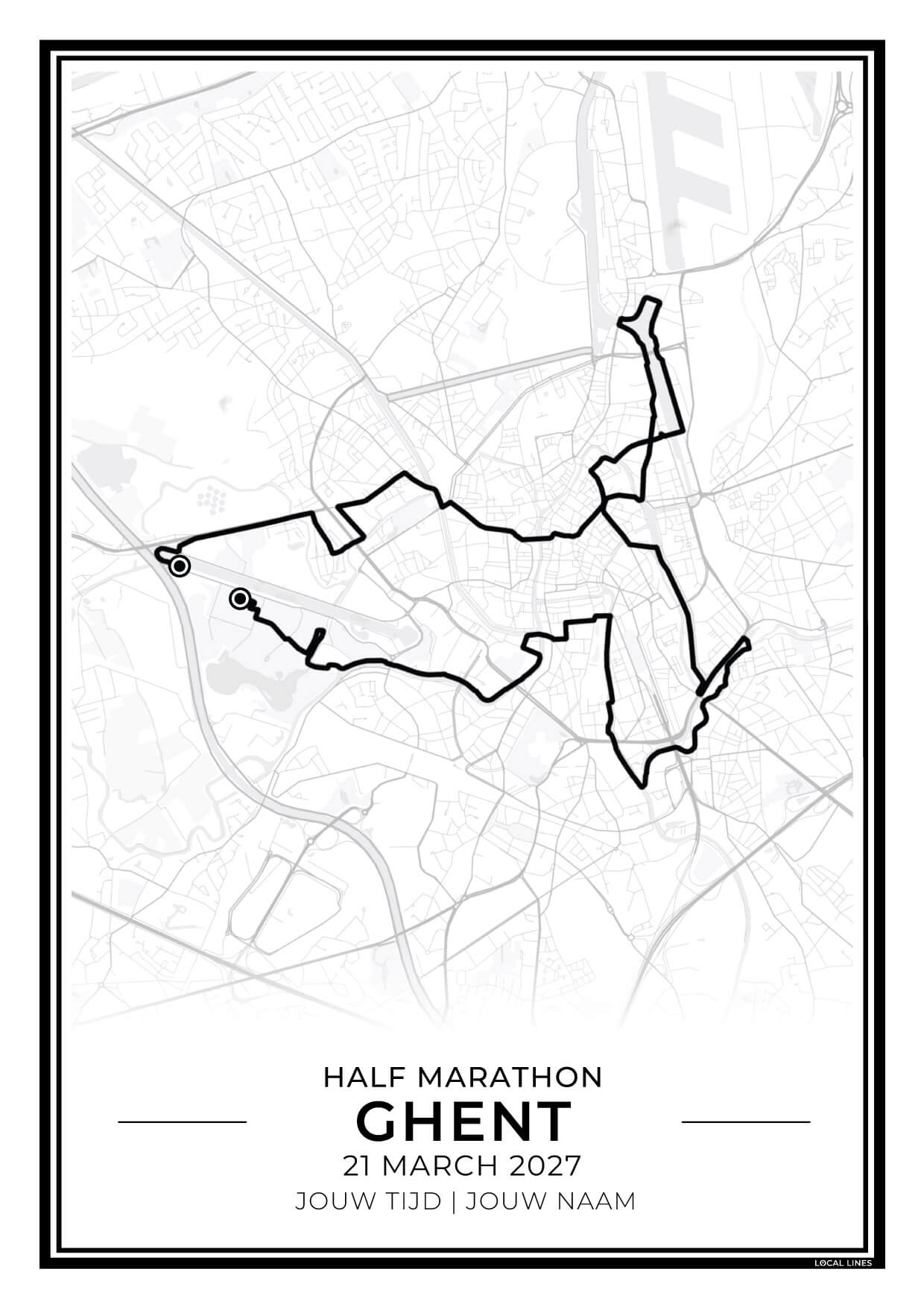 Halve marathon Gent routekaart print
