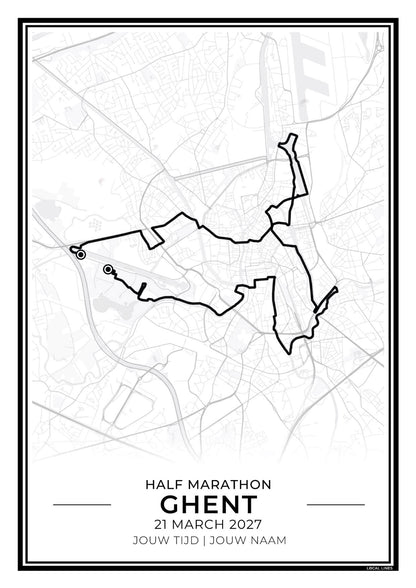 Halve marathon Gent routekaart print