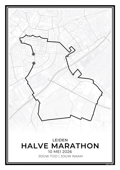 Halve marathon Leiden routekaart print