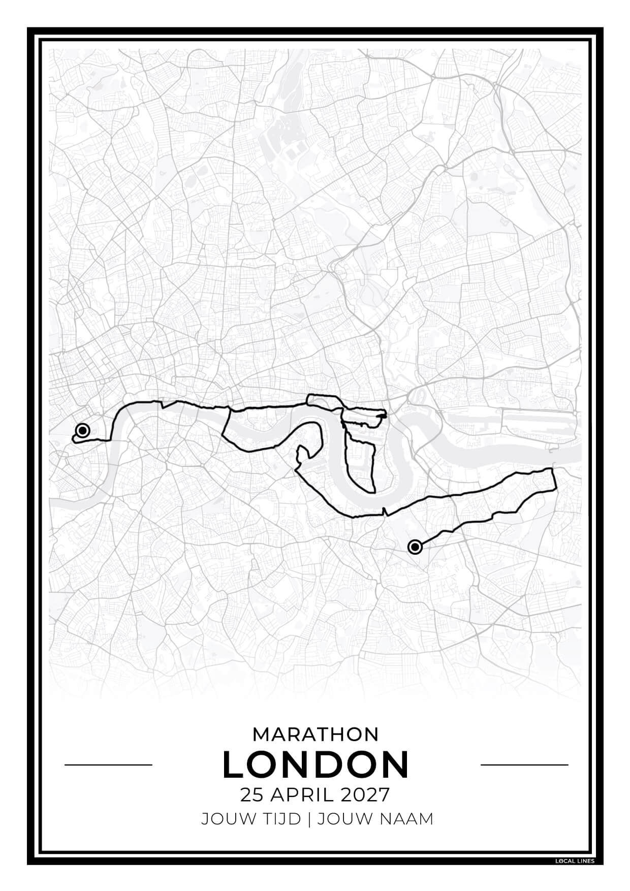 Marathon Londen routekaart print - World Major herinnering