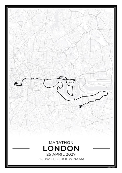 Marathon Londen routekaart print - World Major herinnering