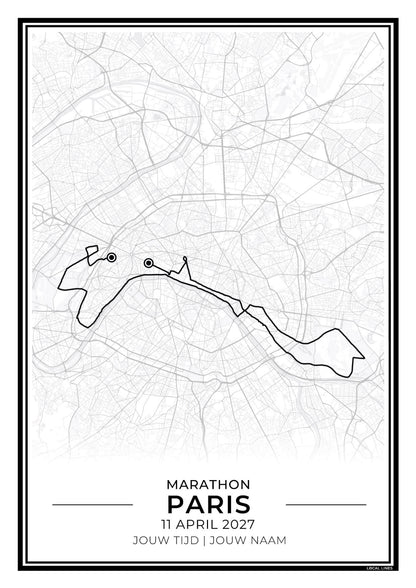 Marathon Parijs routekaart print