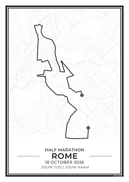 Halve marathon Rome poster - cadeau voor hardloper