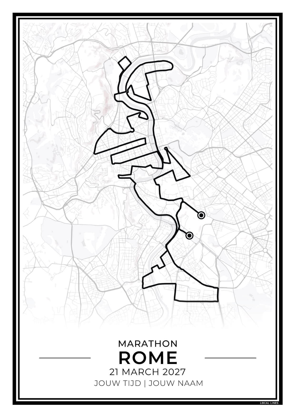 Marathon Rome routekaart print