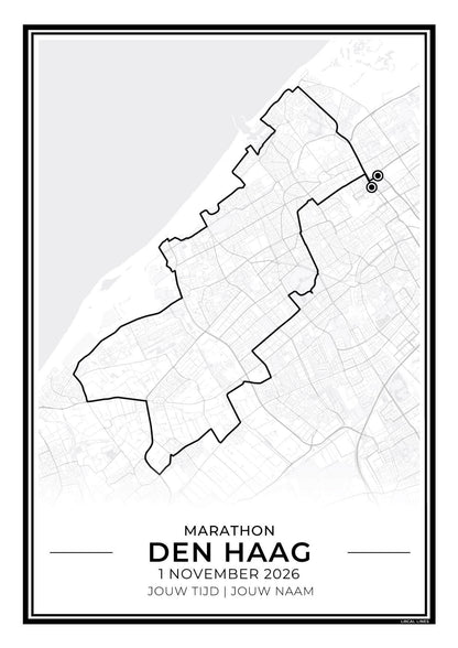 NN Hele marathon Den Haag 2026 Hardloopposter met route
