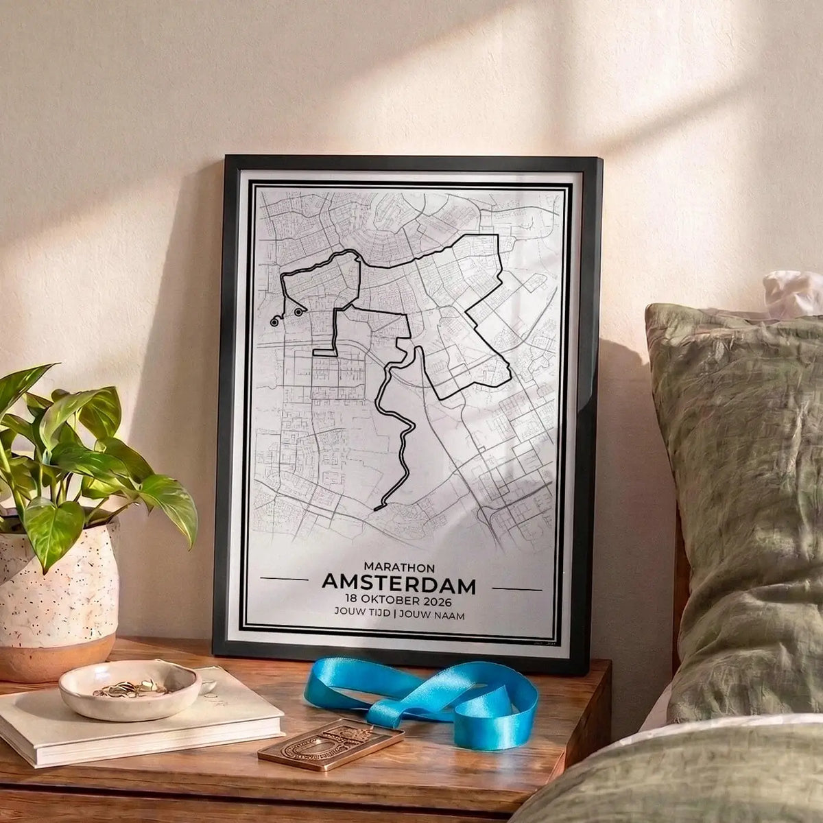 Poster TCS Amsterdam als kado voor hardloper met Medaille - Ingelijst