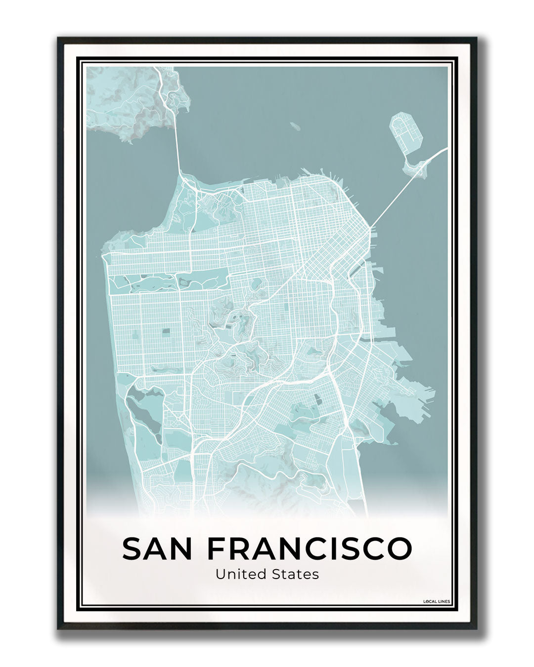 San Francisco Stadskaart – Poster - Sky ingelijst