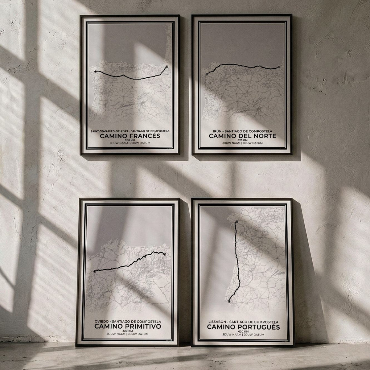 Routeposters Camino Santiago de Compostela als Cadeau voor wandelaars