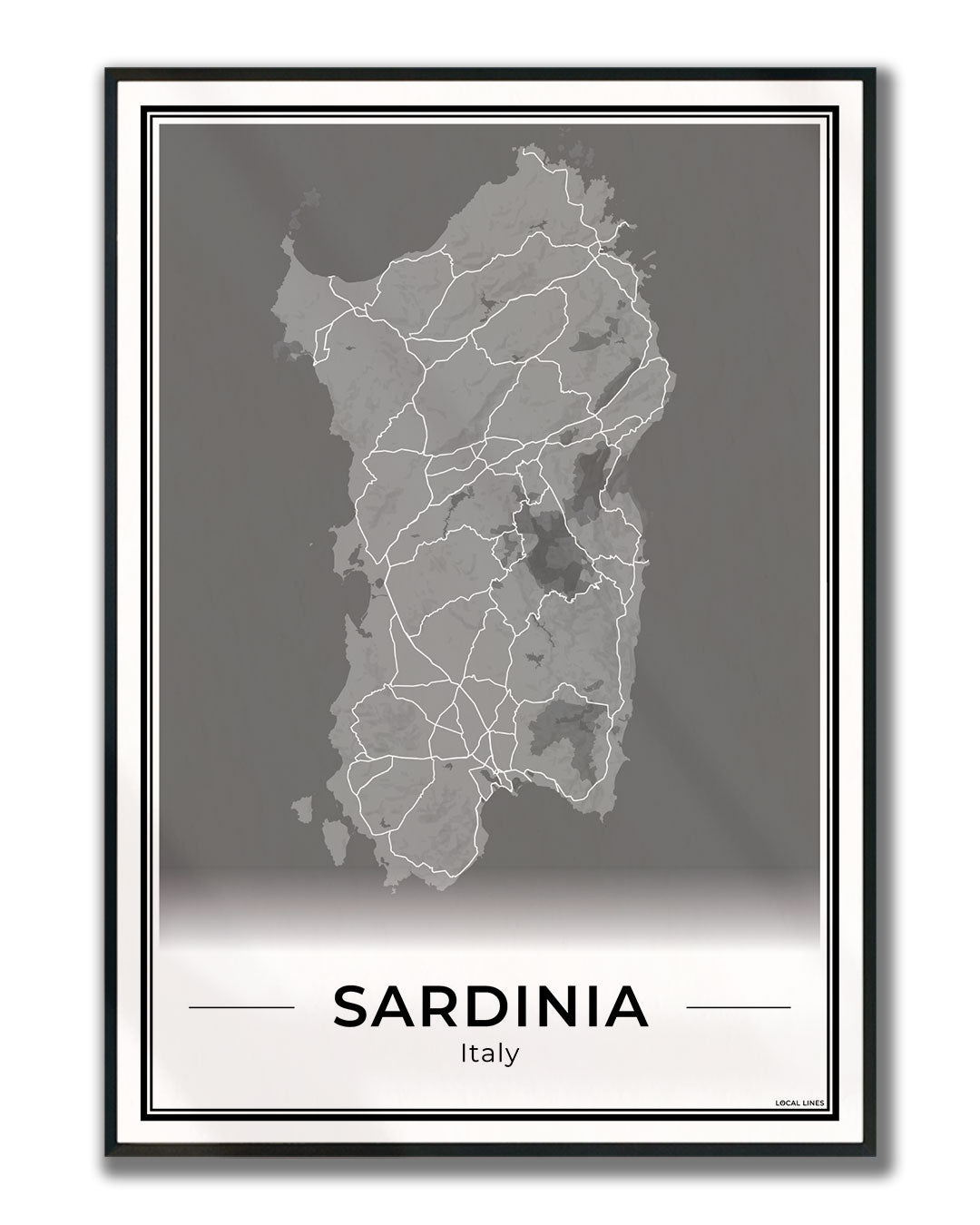 Sardinië Eilandkaart – Poster - Dark ingelijst