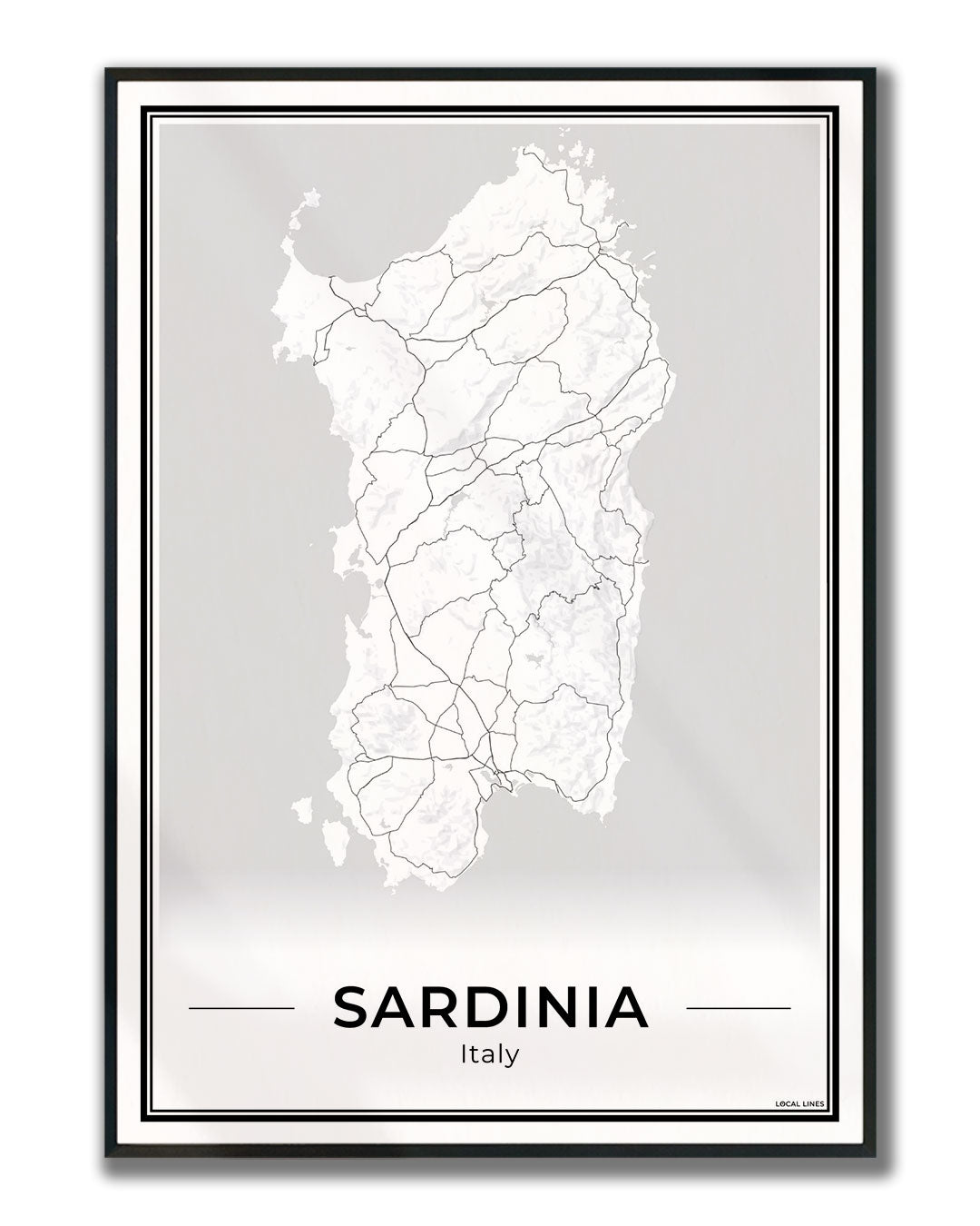 Sardinië Eilandkaart – Poster - Light ingelijst