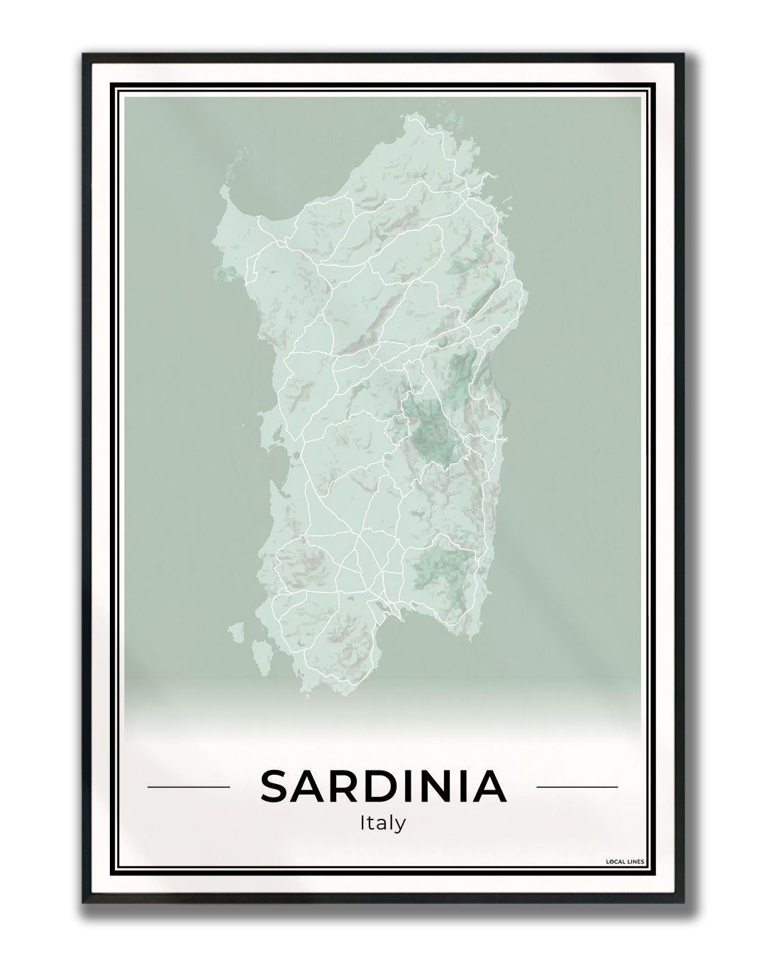 Sardinië Eilandkaart – Poster - Sage ingelijst