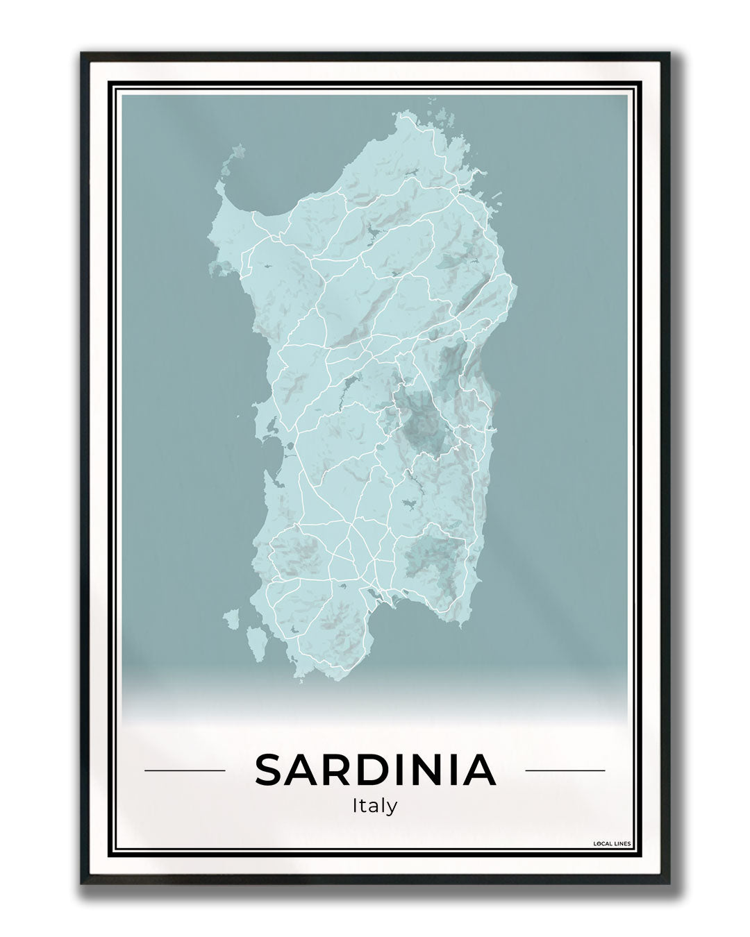 Sardinië Eilandkaart – Poster - Sky ingelijst