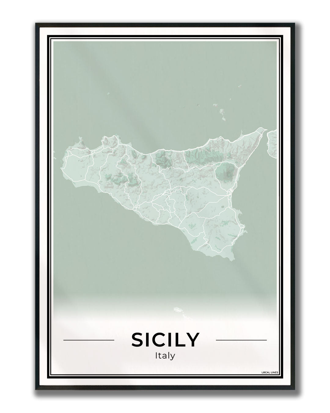 Sicilië Eilandkaart – Poster - Sage ingelijst