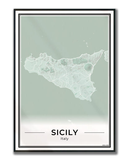Sicilië Eilandkaart – Poster - Sage ingelijst