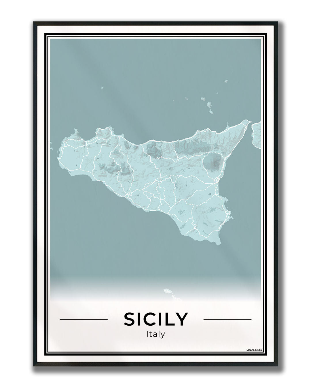 Sicilië Eilandkaart – Poster - Sky ingelijst
