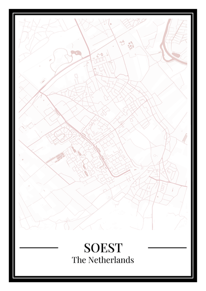 Soest Dorpskaart Poster - Roze