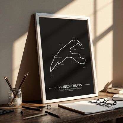 Poster Spa-Francorchamps Formule 1 Circuit | Zwart