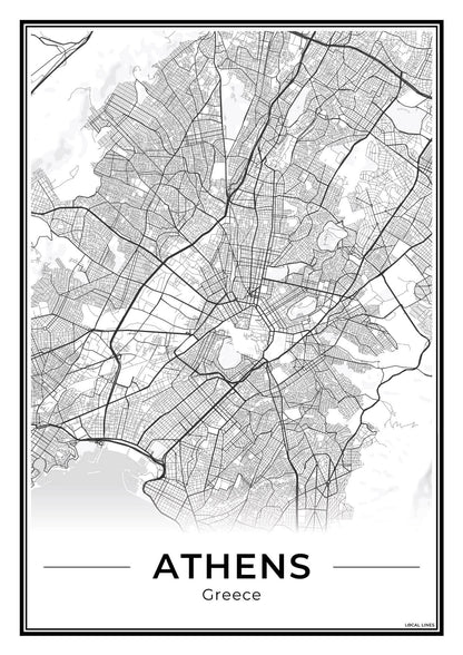 Athene Stadskaart – Poster - Light