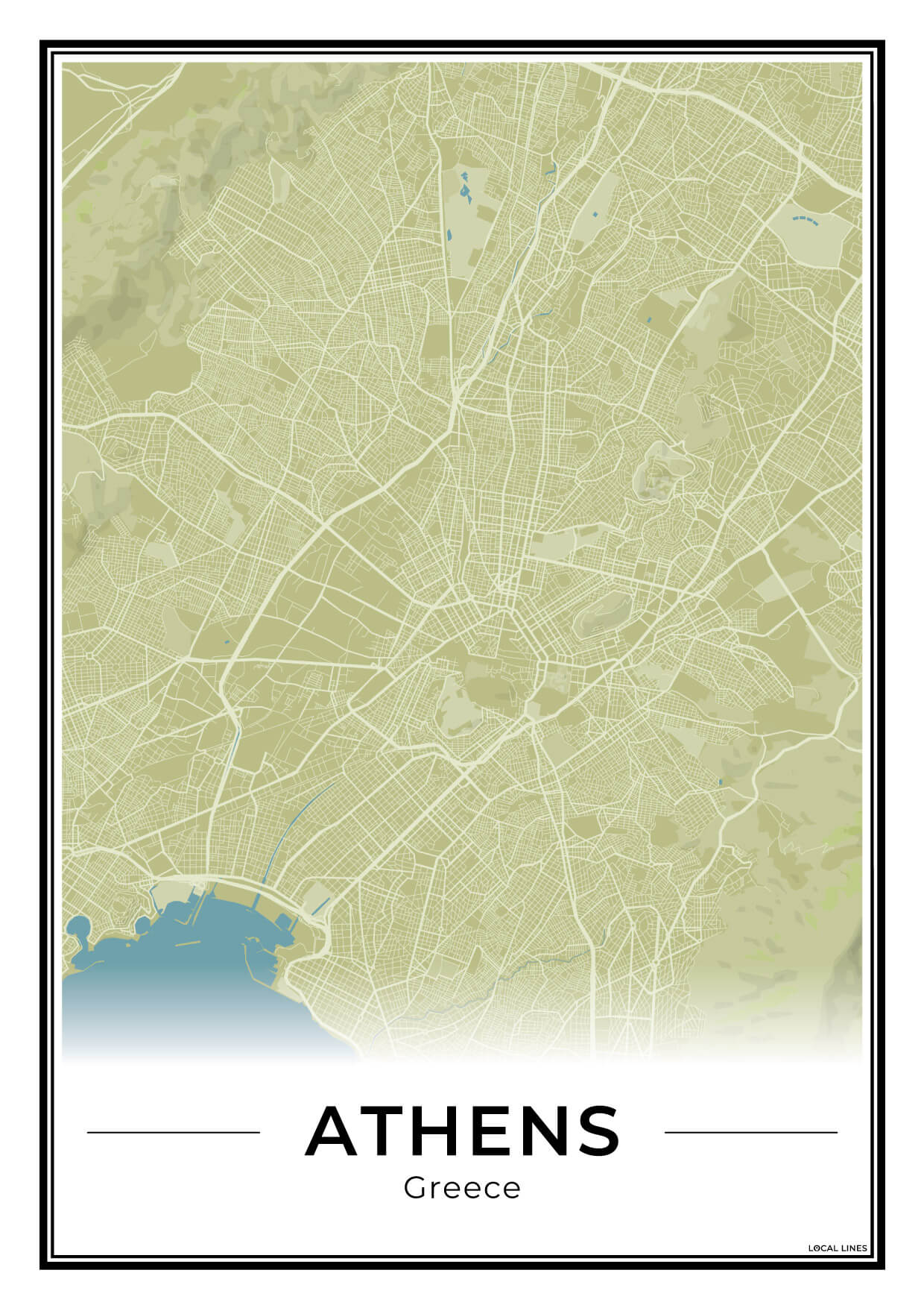 Athene Stadskaart – Poster - Moss