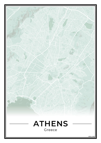 Athene Stadskaart – Poster - Sage