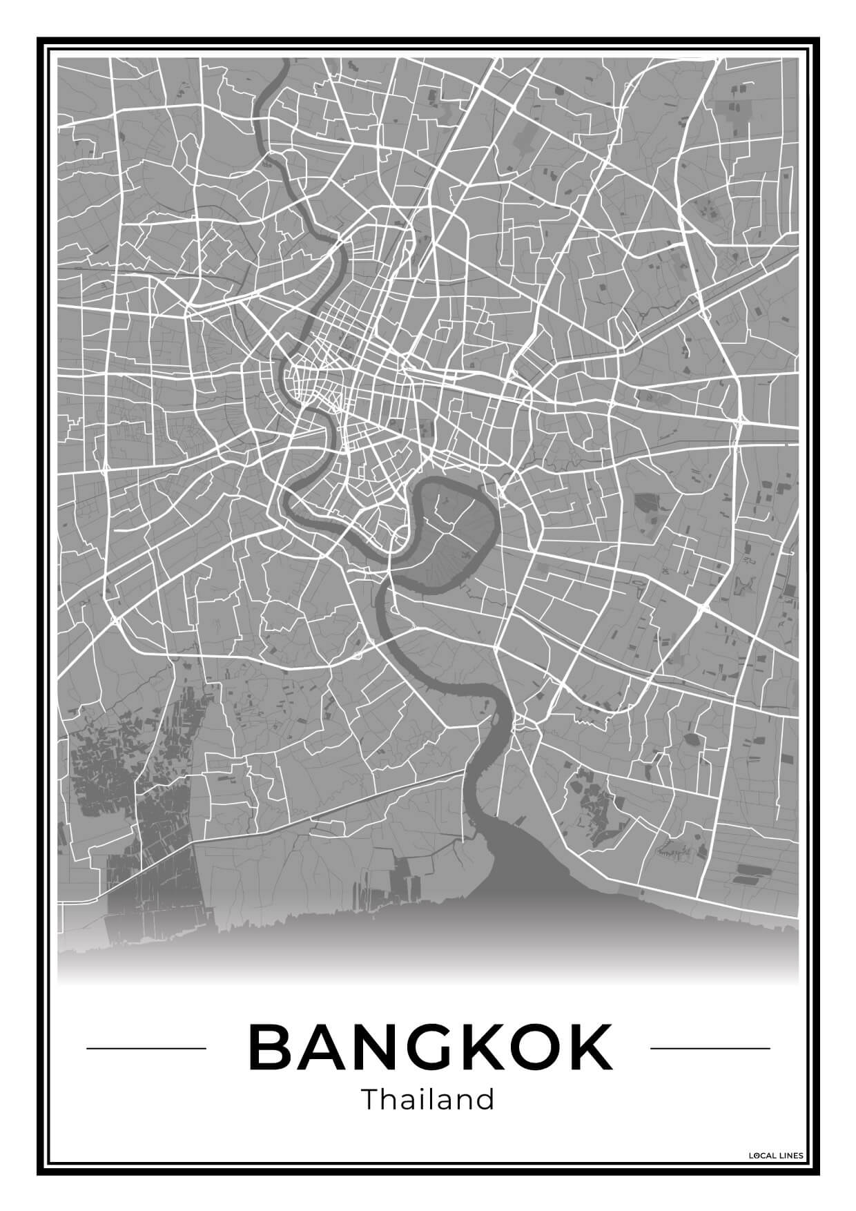 Bangkok Stadskaart – Poster - Dark