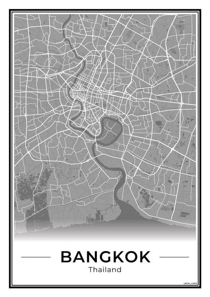 Bangkok Stadskaart – Poster - Dark