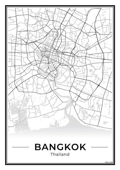 Bangkok Stadskaart – Poster - Light