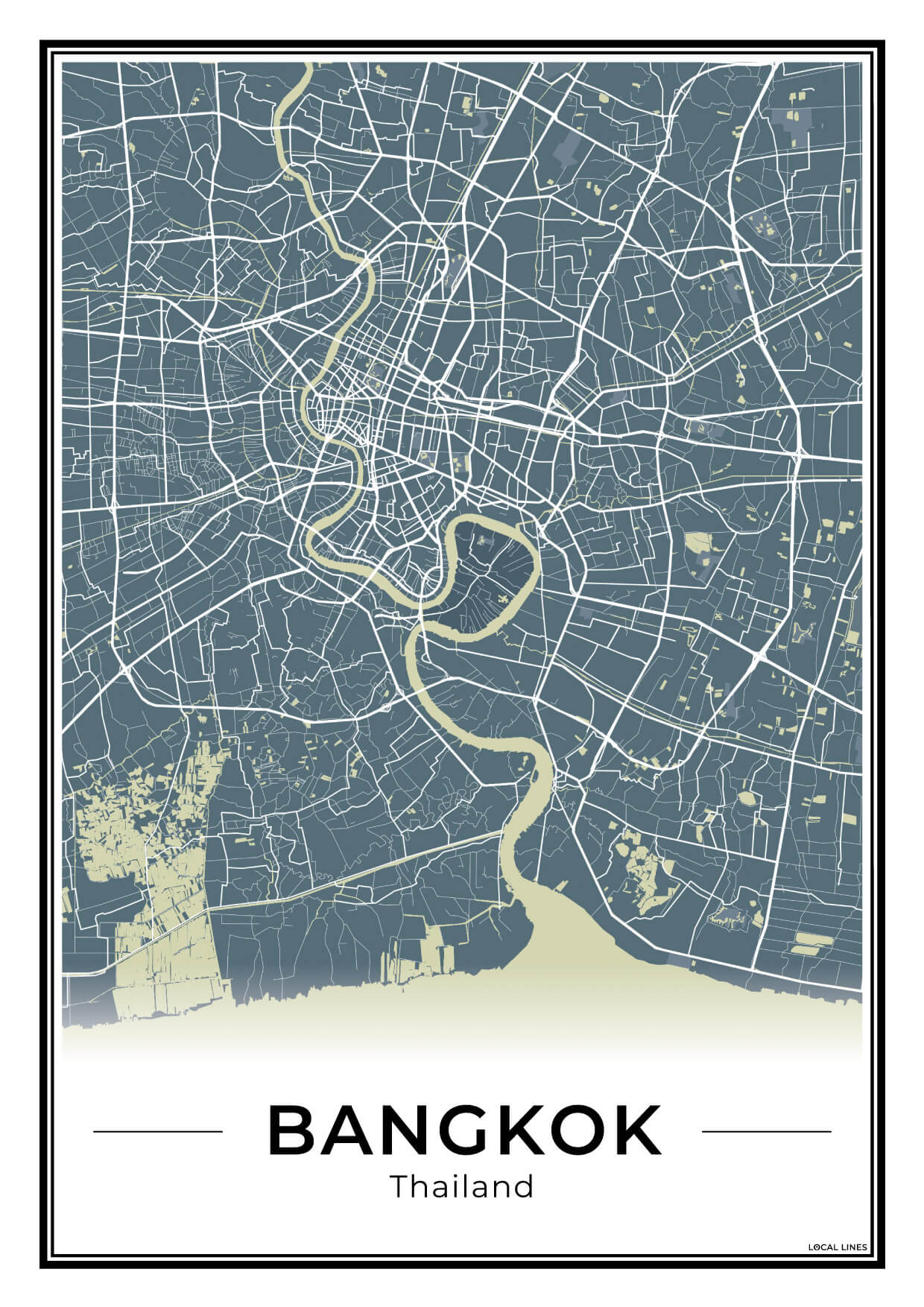 Bangkok Stadskaart – Poster - Midnight