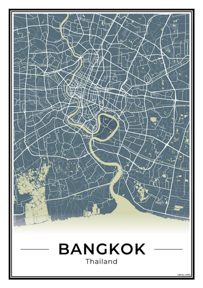 Bangkok Stadskaart – Poster - Midnight