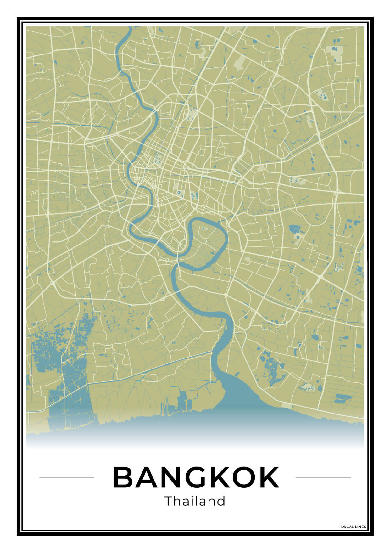 Bangkok Stadskaart – Poster - Moss