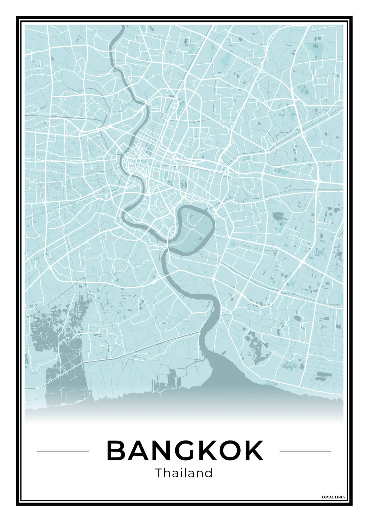 Bangkok Stadskaart – Poster - Sky