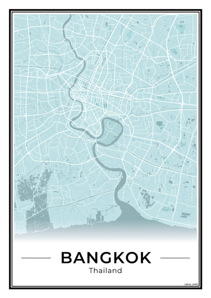 Bangkok Stadskaart – Poster - Sky