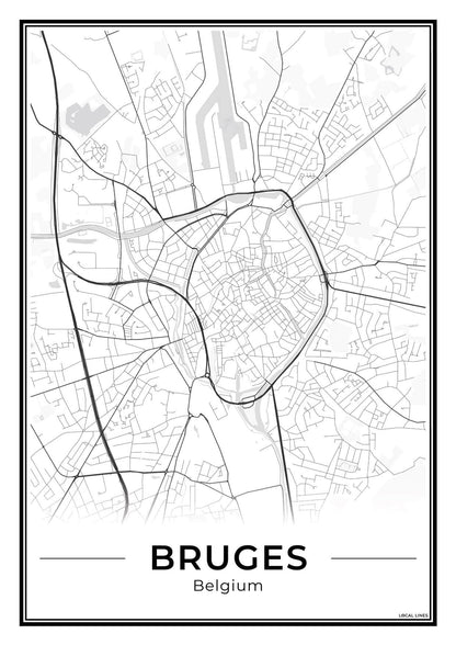 Brugge Stadskaart – Poster - Light