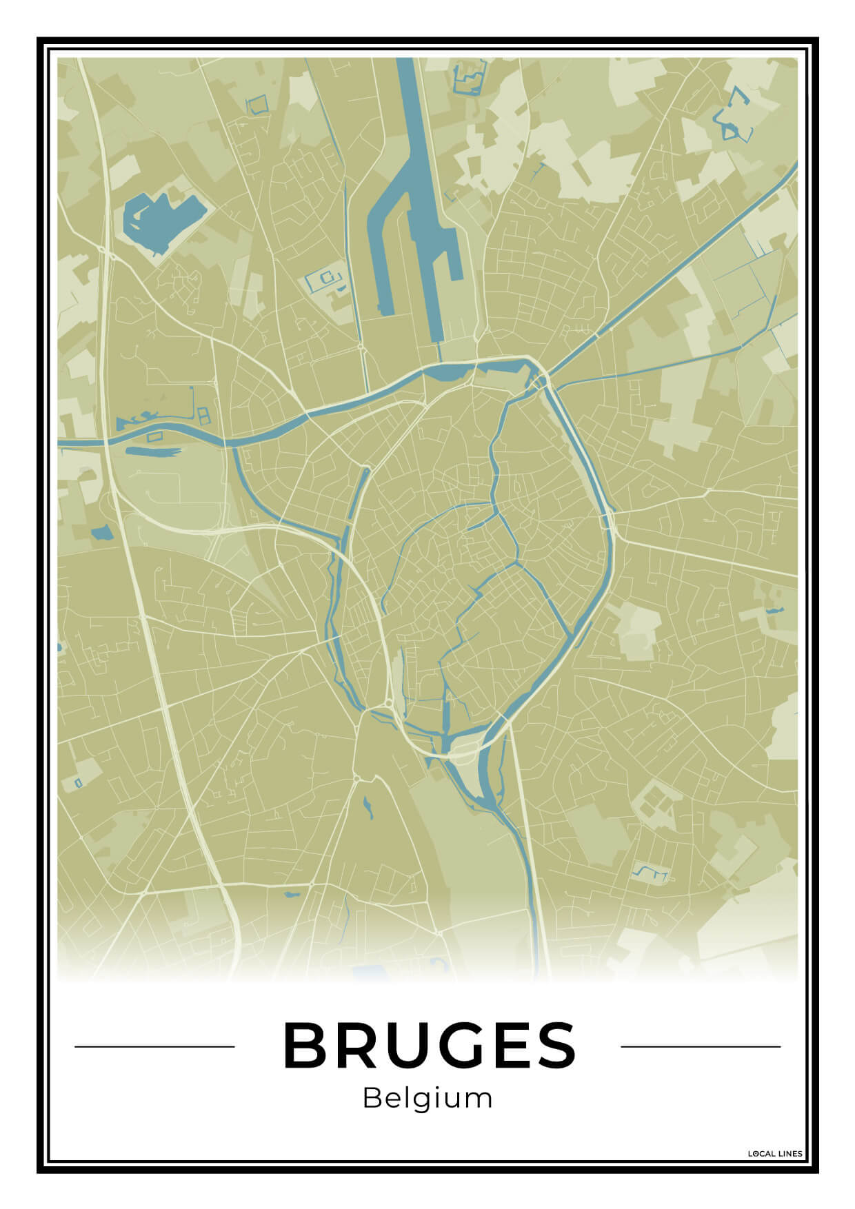 Brugge Stadskaart – Poster - Moss