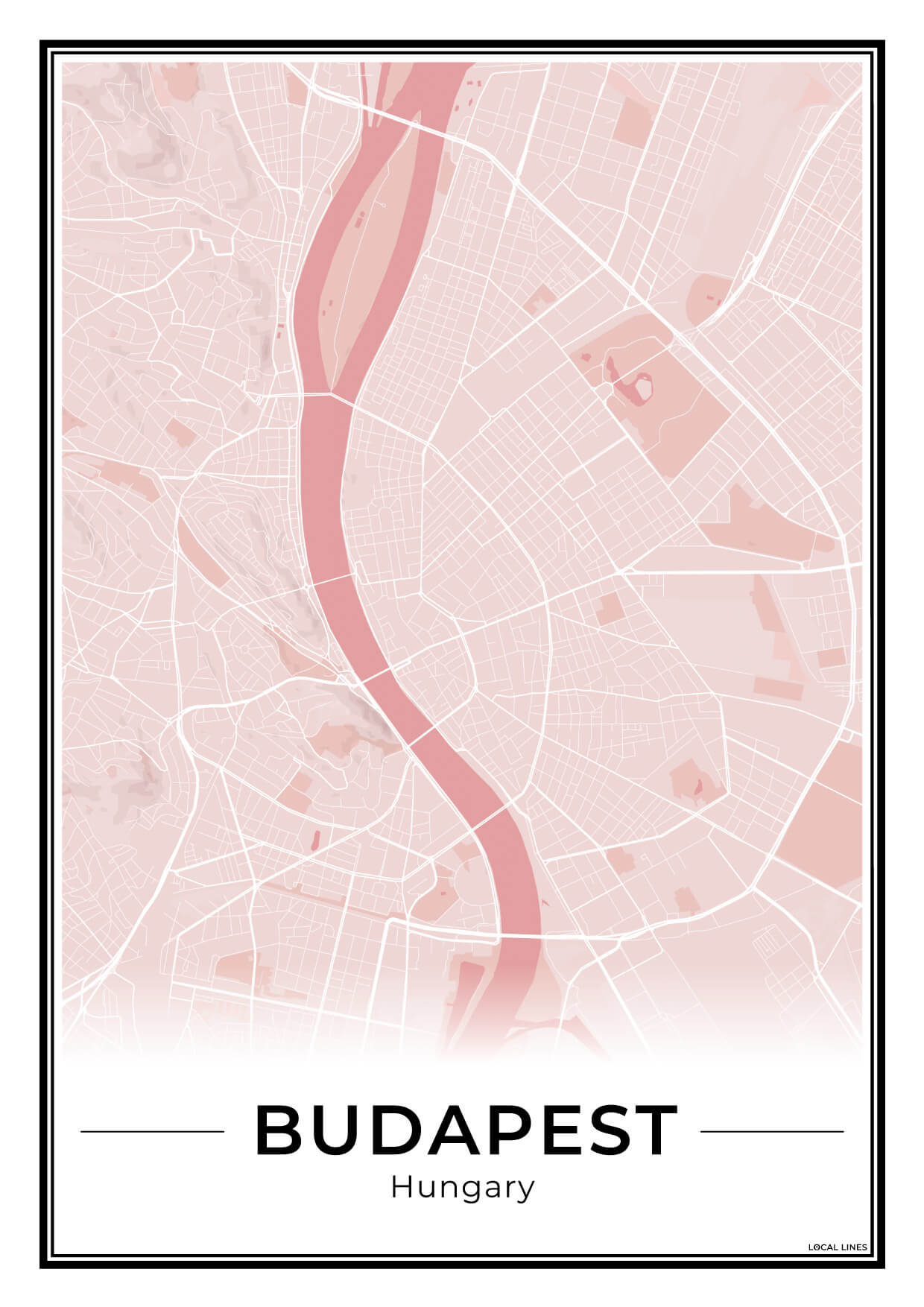 Boedapest Stadskaart – Poster - Blush